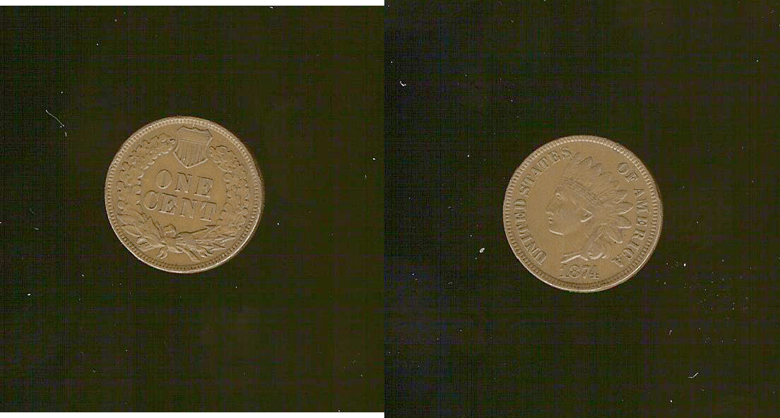 ÉTATS-UNIS D\'AMÉRIQUE 1 Cent tête d’indien, 3e type 1874 Philade